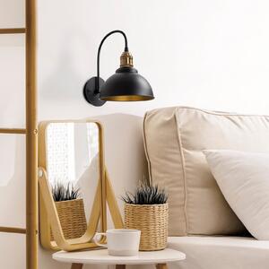 Opviq Aplică de perete Saglam, negru/auriu, înălțime 36 cm, metal, reglabil, Negru, Camera de zi / sufragerie, Metal