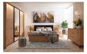 Set dormitor LAMEA, stejar artisan, pat 160x200, dulap cu 3 usi, 2 nop