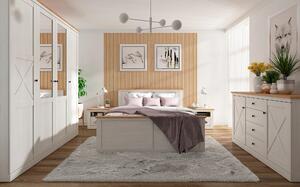 Set dormitor FRIJA, pin alb andersen/stejar artisan, pat 160x200, dula