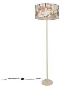 Japandi vloerlamp beige met kap multicolor en dierenprint 50cm - Simplo