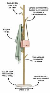Cuier din metal ,culoare auriu,170x32 cm