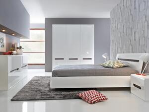 Set dormitor AZTECA TRIO, alb, pat 160x200, dulap cu 3 usi si comoda
