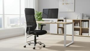 Scaun de birou Q-211, negru, stofa mesh/metal, 69x46x115/124 cm