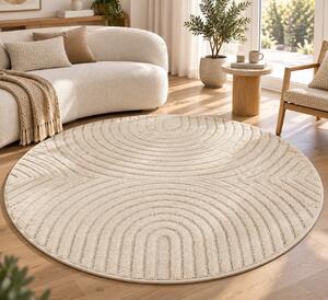 Covor Rotund VivaDeco Art V2, D80 cm, Crem, 100% Polipropilena, Fir 8 mm, 1900 g/mp, OEKO-TEX Standard 100