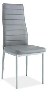 Scaun tapitat H261, gri/aluminiu, piele ecologica/metal, 40X38X96 cm