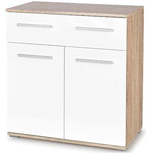Comoda LIMA KM1, alb/stejar sonoma, PAL, 77x40x82 cm