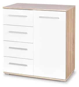 Comoda LIMA KM2, alb/stejar sonoma, PAL, 77x40x82 cm