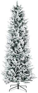 HOMCOM Pom de Craciun Artificial Inalt de 225cm,Decor de Sarbatori cu 988 Ramuri Inzapezite, Deschidere Automata, Baza de Otel, Verde