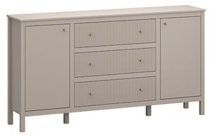 KONDELA Comodă gri-maroniu Taupe/stejar craft auriu, KLIO 2D3S