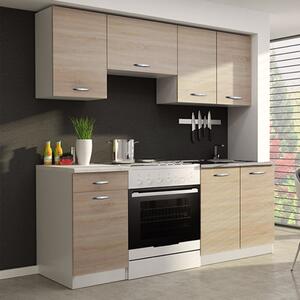 KONDELA Mobilier de bucătărie 1,8 m, stejar sonoma/alb, APART NEW