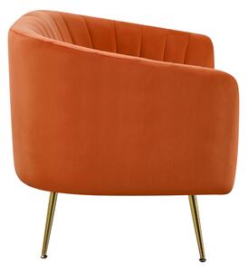 KONDELA Canapea de design cu 2 locuri, ţesătură Velvet teracota/gold crom-auriu, BAGY