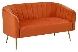KONDELA Canapea de design cu 2 locuri, ţesătură Velvet teracota/gold crom-auriu, BAGY