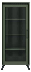 KONDELA Vitrină, verde smoke/negru, LONGY REG1W