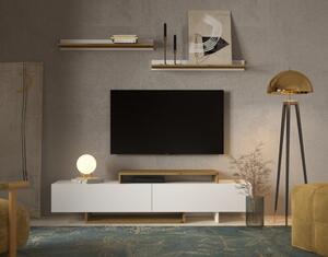 KONDELA Mobilier de perete living, alb/stejar artisan, MILONA