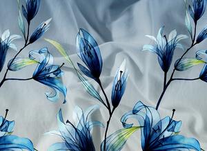 Lenjerie de pat din microfibra albastra, BLUE FLOWERS
