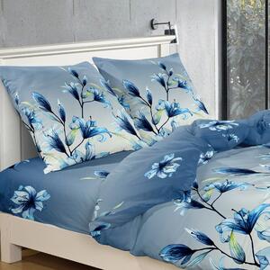Lenjerie de pat din microfibra albastra, BLUE FLOWERS