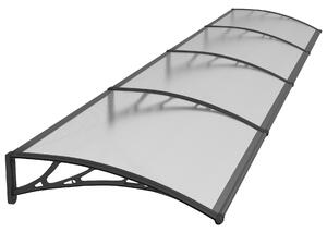 Copertină PREMIUM 400x80 cm, placă 6 mm dintr-o bucată – Negru/Transparent