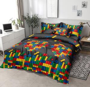 Lenjerie de pat din microfibra neagra, LEGO HEARTS