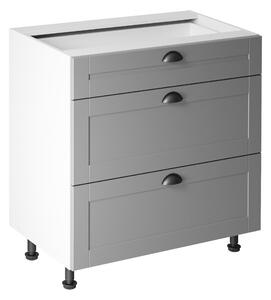 Cabinet inferior cu sertare, gri mat/alb, LAYLA D80S3