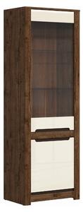Vitrina RUSO, stejar april/alb perla, PAL/sticla securizata, 69x46x205