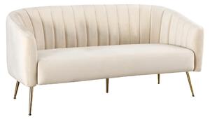 KONDELA Canapea de design cu 3 locuri, ţesătură Velvet bej/gold crom-auriu, BAGY