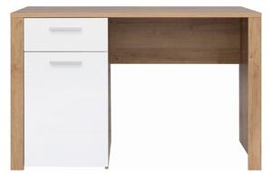 Birou BALDER, stejar/alb, PAL laminat, 120x56x77 cm
