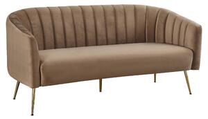 KONDELA Canapea de design cu 3 locuri, ţesătură Velvet maro/gold crom-auriu, BAGY