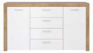 Comoda BALDER KOM2D4S, alb/stejar, PAL, 155x39x88 cm