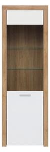 Vitrina BALDER, stejar rivierra/alb, PAL/sticla securizata, 62x39x192