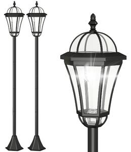 Outsunny Set 2 Lampi Solare de Gradina, Lumini de Exterior Solare cu 2 LED, Aprindere Automata si Durata 6 Ore, Negru | Aosom Romania