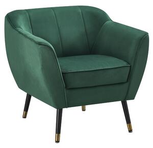 KONDELA Fotoliu de design, ţesătură Velvet verde/negru/aurie, VIODA