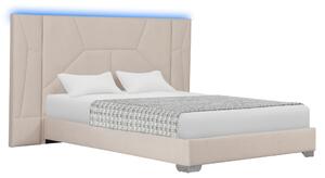 KONDELA Pat cu somieră şi iluminare LED, 160x200, ţesătură Velvet bej, ALTESA
