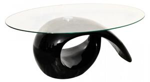 Masuta de cafea cu blat oval din sticla, negru lucios - V240432V