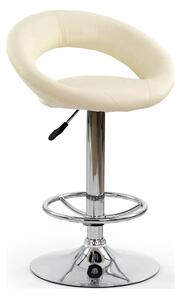 Scaun bar H15, crem/crom, piele ecologica/metal, 54x46x80/102 cm