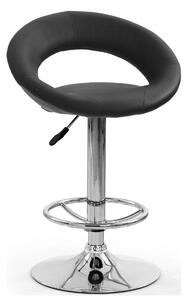 Scaun bar H15, negru/crom, piele ecologica/metal, 54x46x80/102 cm