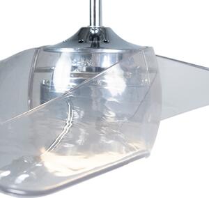 Ventilator de tavan cromat cu LED cu telecomandă - Sirocco 50