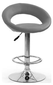 Scaun bar H15, gri/crom, piele ecologica/otel, 54x46x80/102 cm