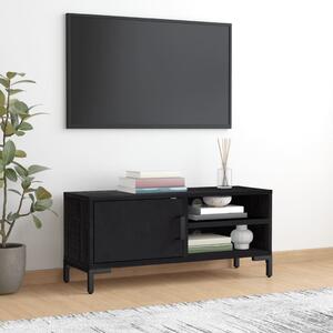 Comodă TV, negru, 90x30x40 cm, lemn de pin masiv reciclat