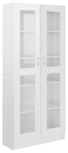 Dulap cu vitrină, alb extralucios, 82,5 x 30,5 x 185,5 cm, PAL