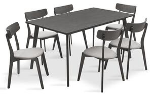 Set Masa si Scaune Benson-Toto 7 Piese Gri Rustic 150x90x75 cm