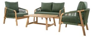 KONDELA Set de grădină, lemn de salcâm, verde/natural, NADIM