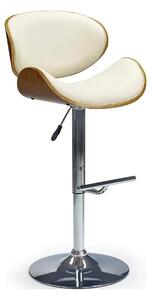 Scaun bar H44, crem/nuc/crom, piele ecologica/placaj indoit/otel, 53x4