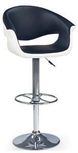 Scaun bar H46, negru/alb/crom, piele ecologica/otel, 60x46x93/115 cm