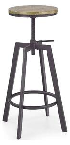 Scaun bar industrial H64, stejar/gri inchis, 30x30x63/80 cm