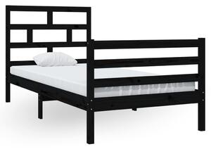 Cadru de pat ,negru, 90x200 cm, lemn masiv de pin