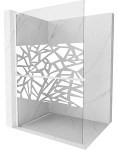 Mexen Kioto+ L, paravan de dus walk-in cu polita si cuier 110 x 200 cm, sticla transparenta 8 mm model alb, profil alb, 800-110-123-20-85
