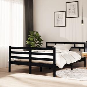 Cadru de pat,negru, 140x190 cm,lemn masiv de pin