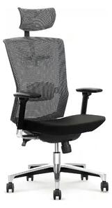 Scaun de birou AMBASADOR, negru/gri, stofa/plasa, 64x63x128/138 cm
