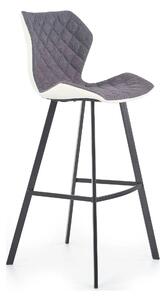 Scaun bar H83, gri/negru, stofa/piele ecologica/metal, 50x48x101 cm