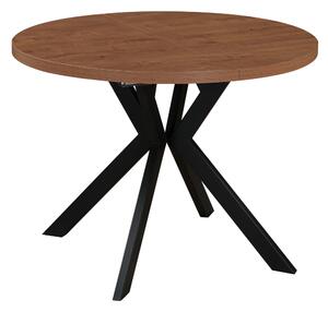 KONDELA Masă de sufragerie extensibilă, stejar închis/negru, 100-250x75,5 cm, LUKOS